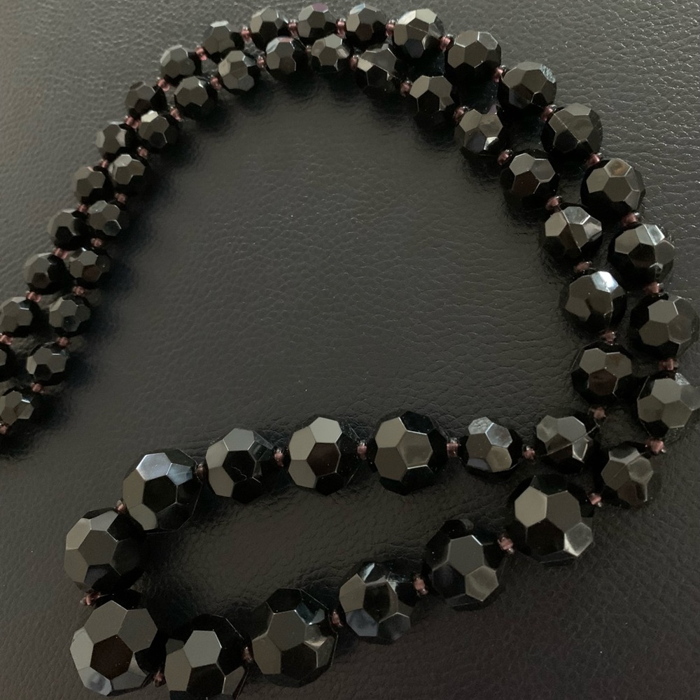 Ben Amun Black Faceted Necklace with Amethyst Connector Beads NWOT
